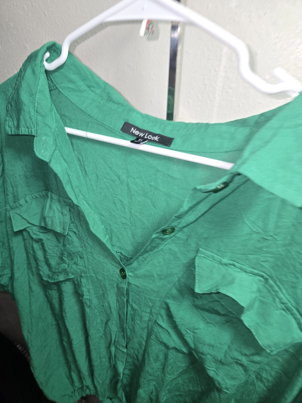 New Look Women's Green Button-Front Utility Shirt